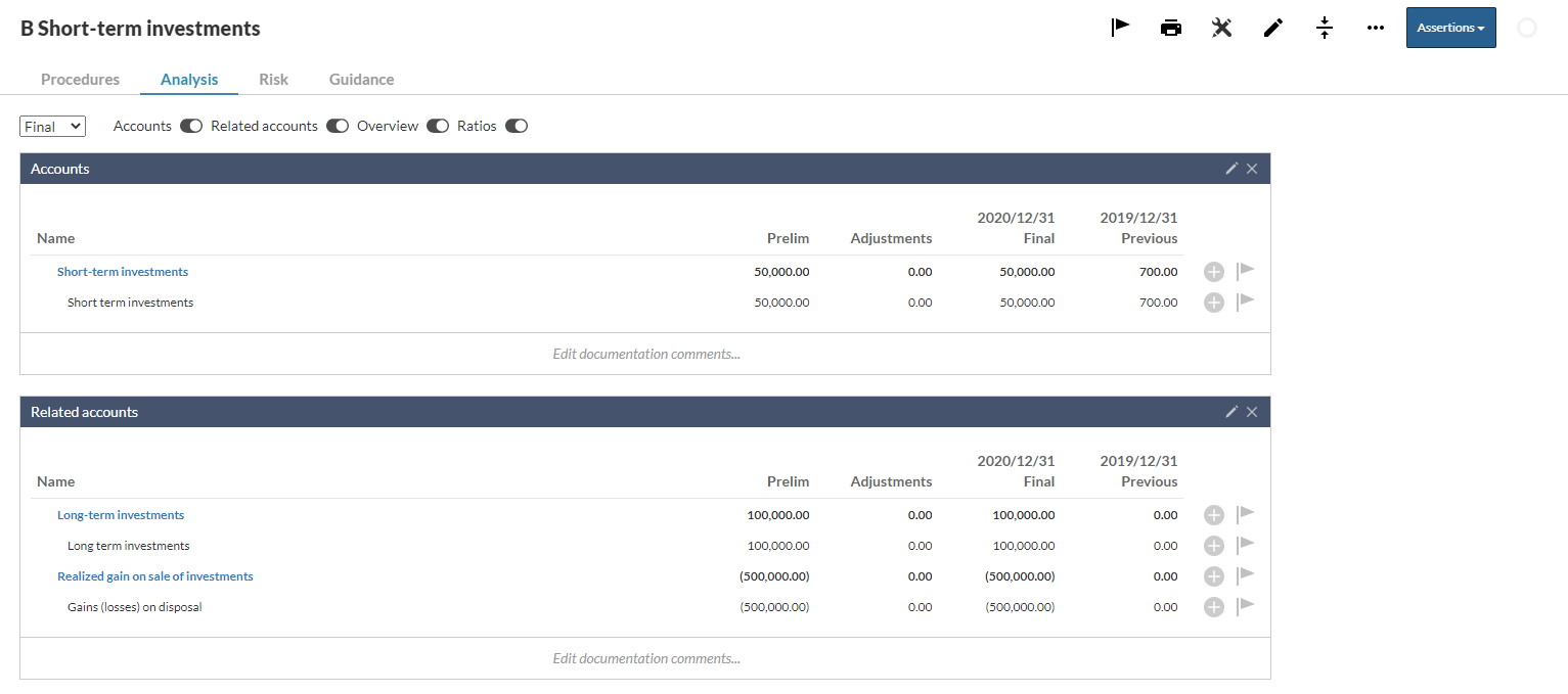 Accounts and Related accounts widgets.